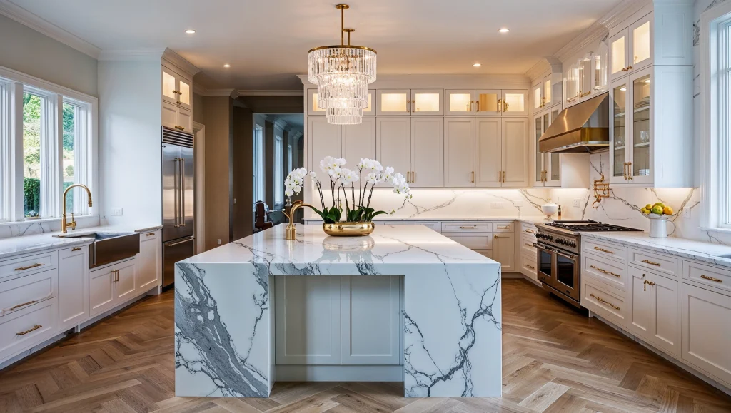 Luxury-kitchen-with-marble-countertops-elegant-kitchen-and-bath