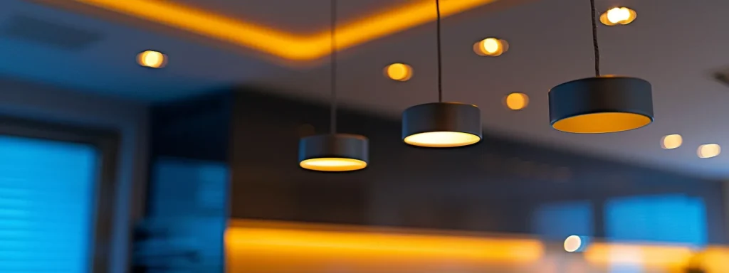 a sleek and contemporary kitchen with strategically placed modern ceiling lights illuminating the space, showcasing a perfect balance of style and functionality.