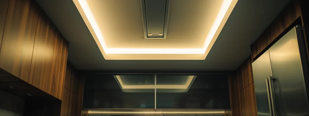 a sleek, modern kitchen with recessed lighting creating a clean ceiling line.